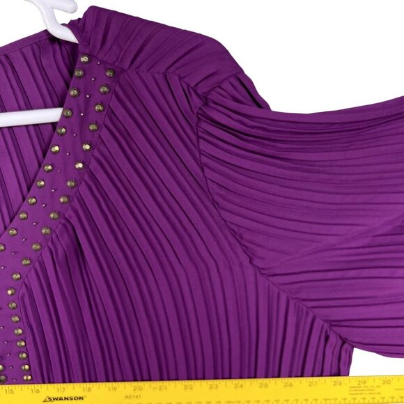 Woman Within NEW 2X 26-28 Purple Pleated Top Studded Bell Sleeves Fairycore - Picture 10 of 16